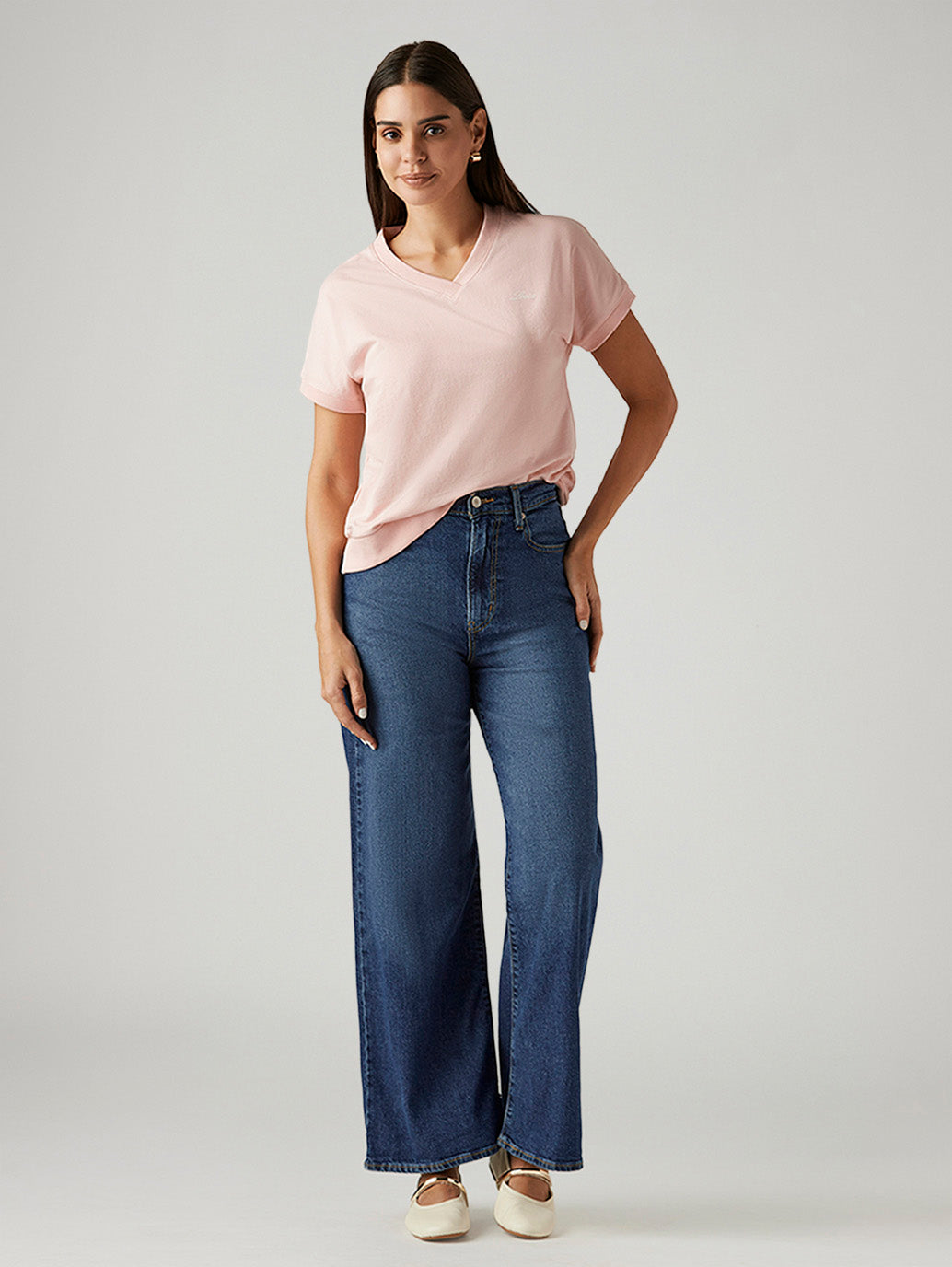 Women's Dark Indigo Ribcage Wide Leg Fit High Rise Jeans
