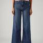 Women's Dark Indigo Ribcage Wide Leg Fit High Rise Jeans - Front View