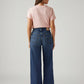 Women's Dark Indigo Ribcage Wide Leg Fit High Rise Jeans - Back View