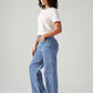 Women's Blue Ribcage Wide Leg Fit High Rise Jeans - Side View