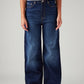 Women's Dark Blue Loose Fit High Rise Jeans - Front View
