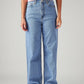 Women's Light Blue Loose Fit High Rise Jeans - Front View