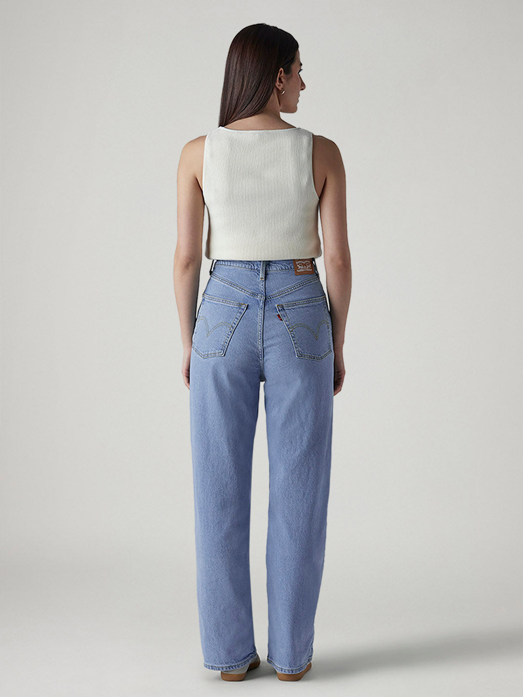 Women's Light Indigo Loose Fit High Rise Jeans - 20 View