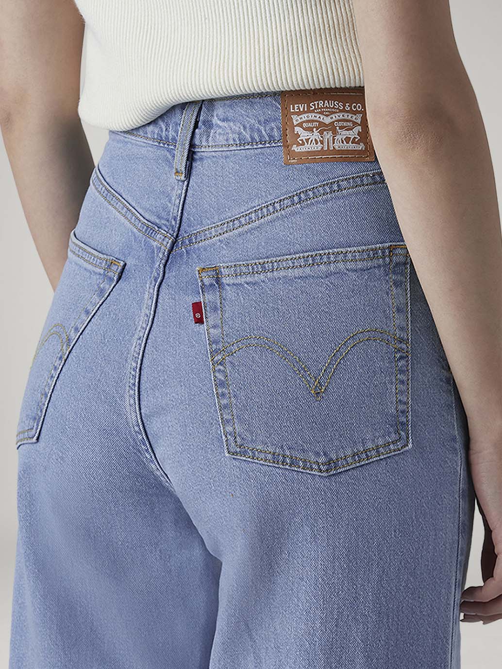 Women's Light Indigo Loose Fit High Rise Jeans - 20 View