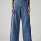 Women's Blue XL Straight Loose Fit Mid Rise Jeans - Front View