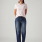 Women's Dark Indigo XL Straight Loose Fit Mid Rise Jeans - Styleshot View