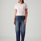 Women's Dark Indigo XL Straight Loose Fit Mid Rise Jeans - Front View