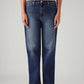 Women's Dark Indigo XL Straight Loose Fit Mid Rise Jeans - Front View