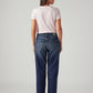 Women's Dark Indigo XL Straight Loose Fit Mid Rise Jeans - Back View