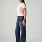 Women's Dark Indigo XL Straight Loose Fit Mid Rise Jeans - Side View