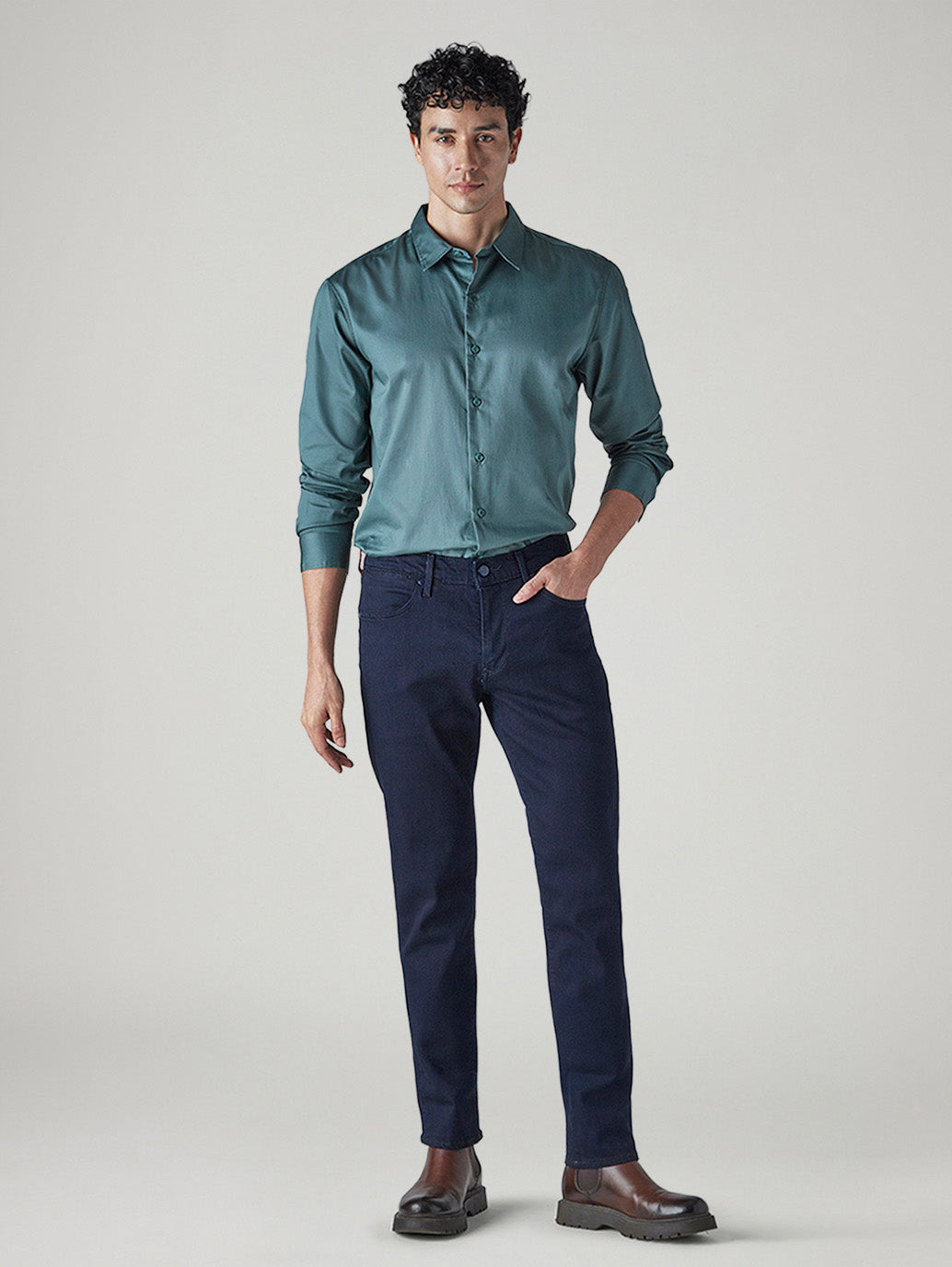 Men's Redloop 511 Blue Slim Fit Mid Rise Jeans - Front View