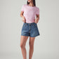 Women's Blue Ribcage Fit High Rise Shorts - Styleshot View
