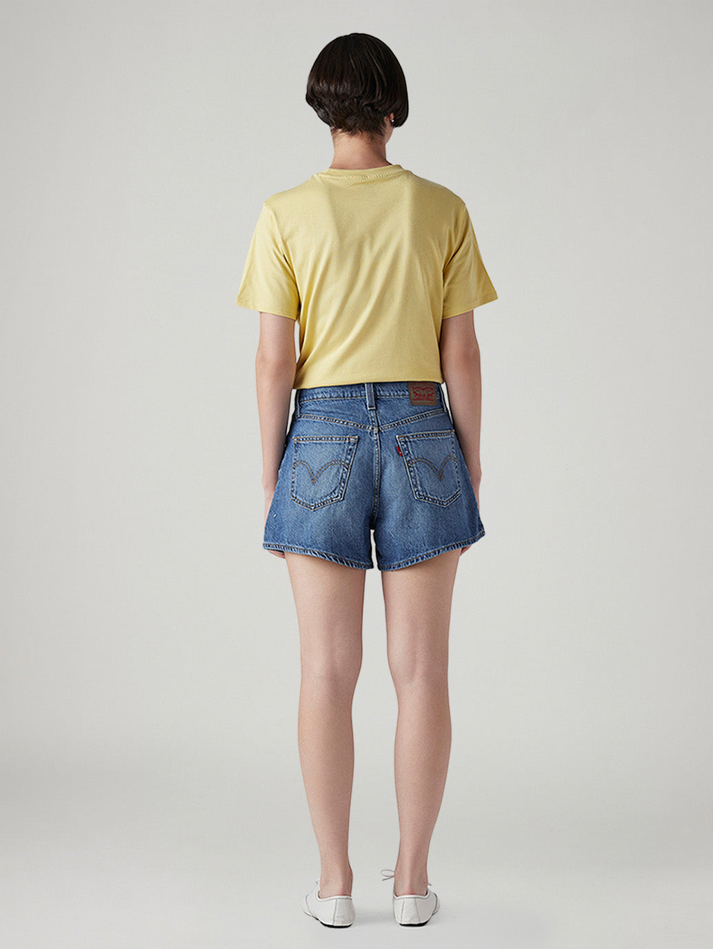 Women's Blue Ribcage Fit High Rise Shorts - Back View