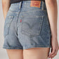 Women's Blue Ribcage Fit Mid Rise Shorts - Detail View