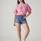 Women's Blue Ribcage Fit Mid Rise Shorts - Styleshot View