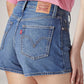 Women's Blue Ribcage Fit Mid Rise Shorts - Detail View