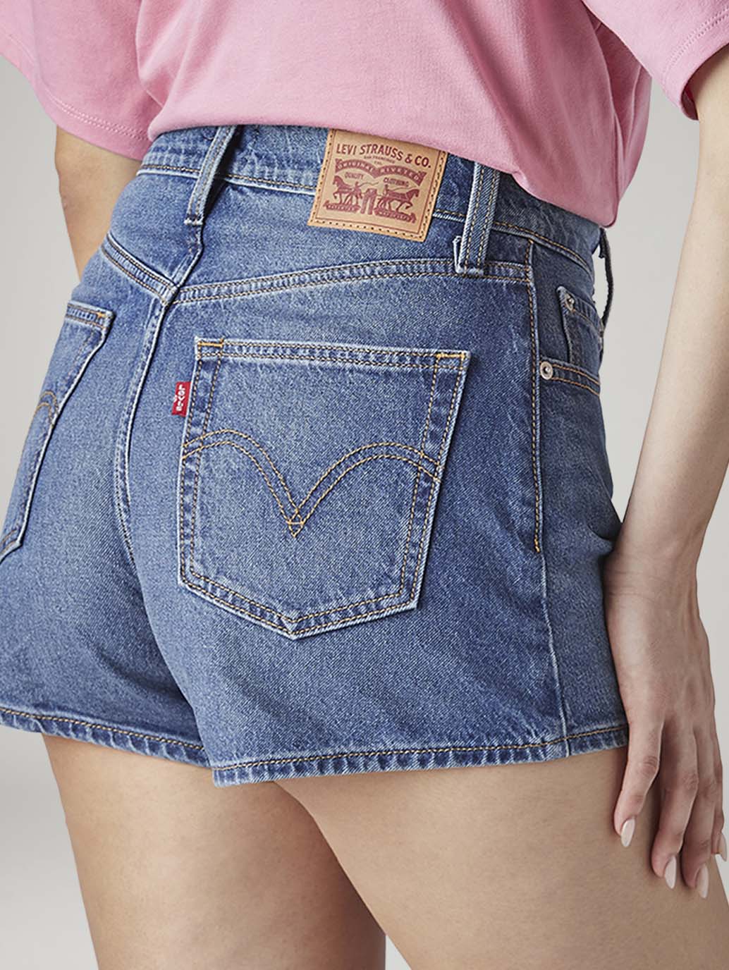 Women's Blue Ribcage Fit Mid Rise Shorts - Detail View