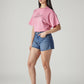 Women's Blue Ribcage Fit Mid Rise Shorts - Side View