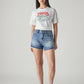 Women's Blue Ribcage Fit Mid Rise Shorts - Front View