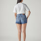 Women's Blue Ribcage Fit Mid Rise Shorts - Back View