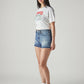 Women's Blue Ribcage Fit Mid Rise Shorts - Side View