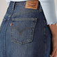 Women's Dark Blue Regular Fit High Rise Skirt - Detail View