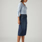 Women's Dark Blue Regular Fit High Rise Skirt - Side View