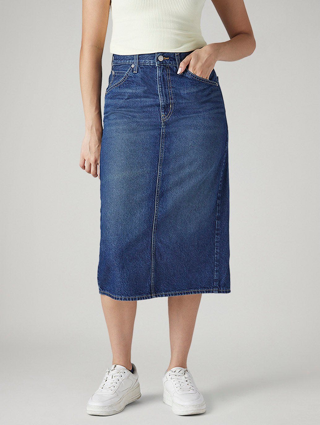 Women's Blue Regular Fit High Rise Skirt - 20 View