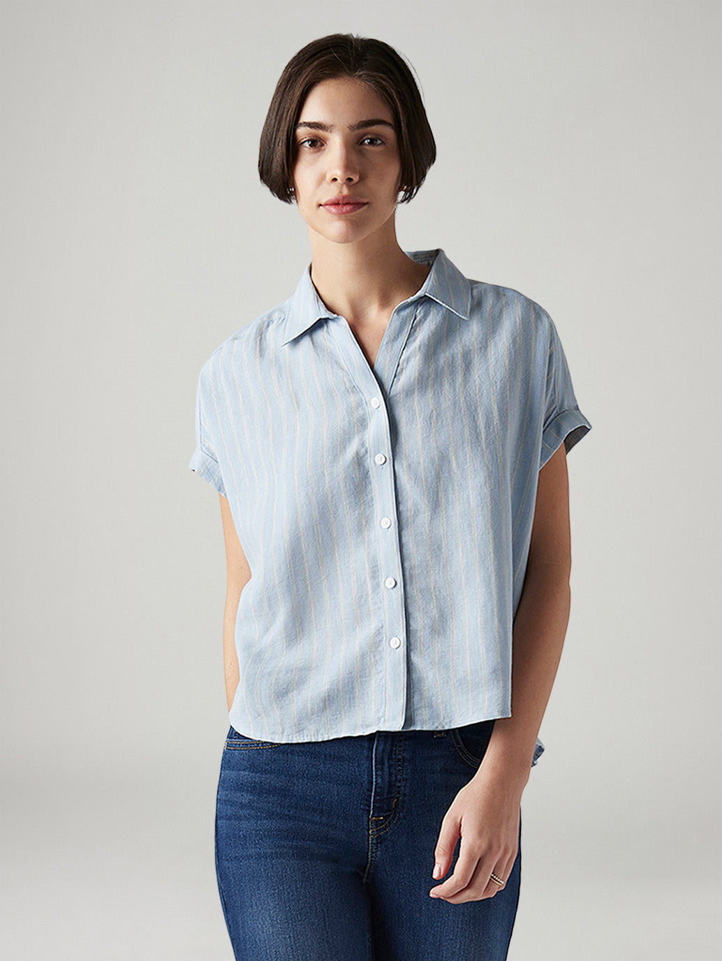 Women's Striped Regular Fit Linen Shirt