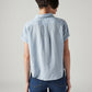 Women's Striped Regular Fit Linen Shirt - Back View