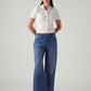 Women's Blue Loose Bootcut Fit Mid Rise Redloop Jeans - Styleshot View