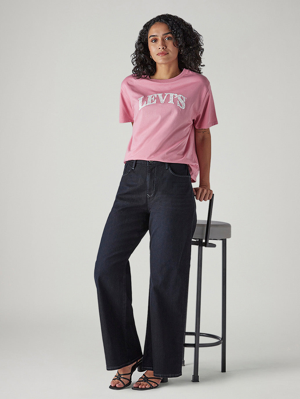 Women's Dark Blue Loose Bootcut Fit High Rise Redloop Jeans