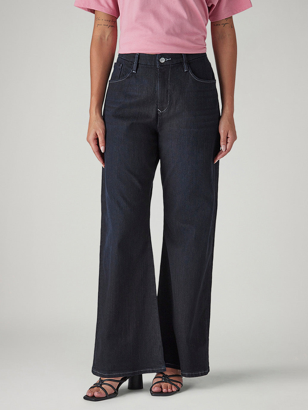 Women's Dark Blue Loose Bootcut Fit High Rise Redloop Jeans - Front View