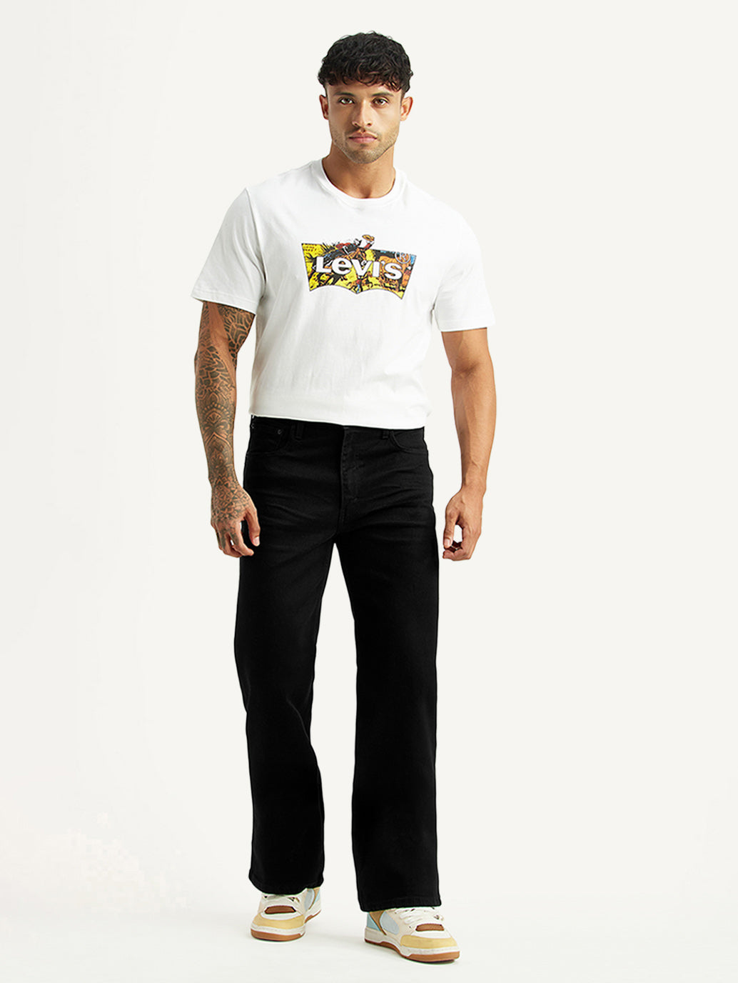 Men's 567 Black Bootcut Fit Mid Rise Kooltex Jeans - Front View