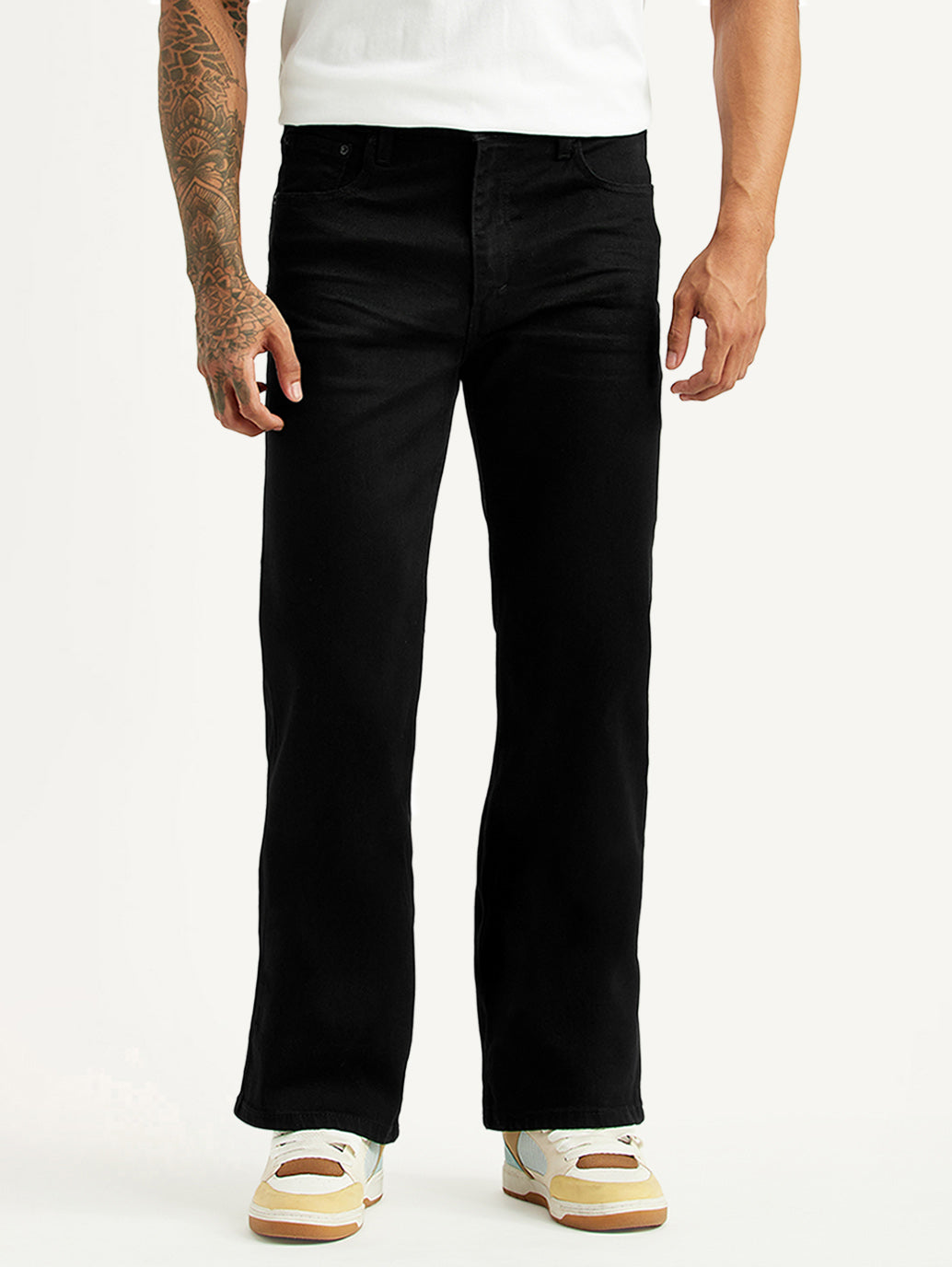 Men's 567 Black Bootcut Fit Mid Rise Kooltex Jeans - Front View