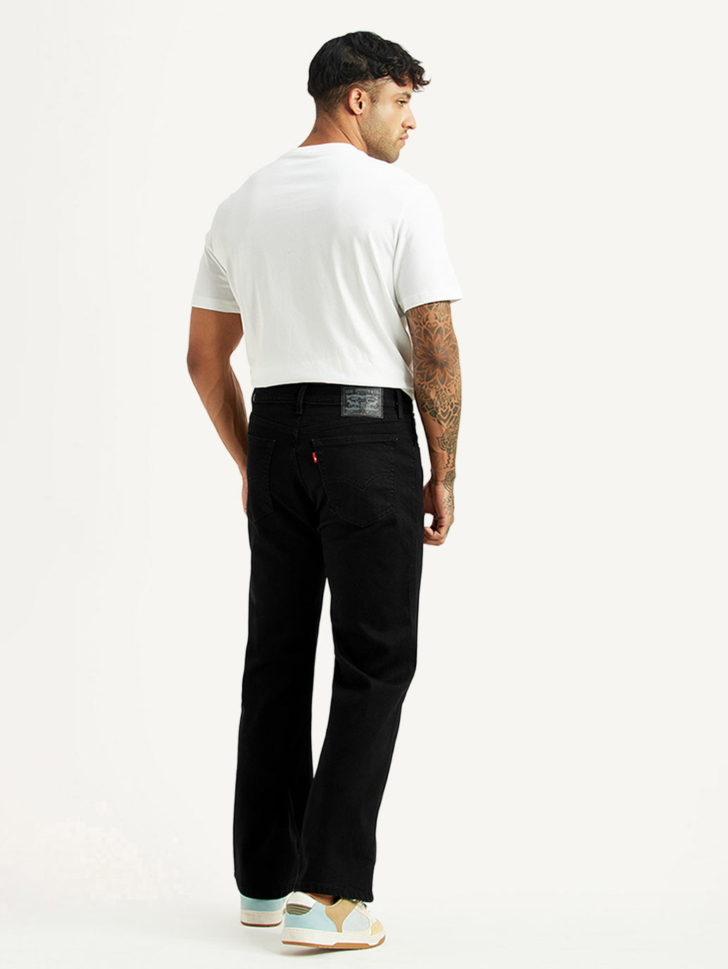 Men's 567 Black Bootcut Fit Mid Rise Kooltex Jeans - Back View