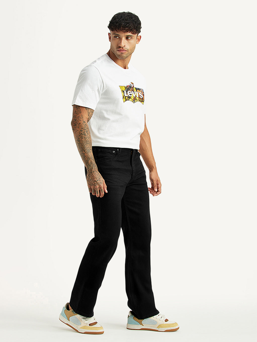 Men's 567 Black Bootcut Fit Mid Rise Kooltex Jeans - Side View