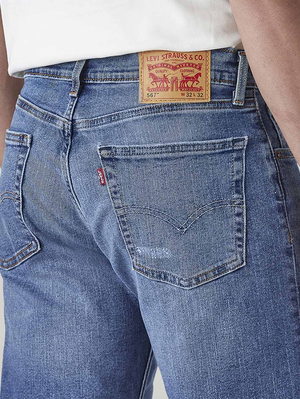 Men's 567 Blue Bootcut Fit Mid Rise Jeans - Detail View