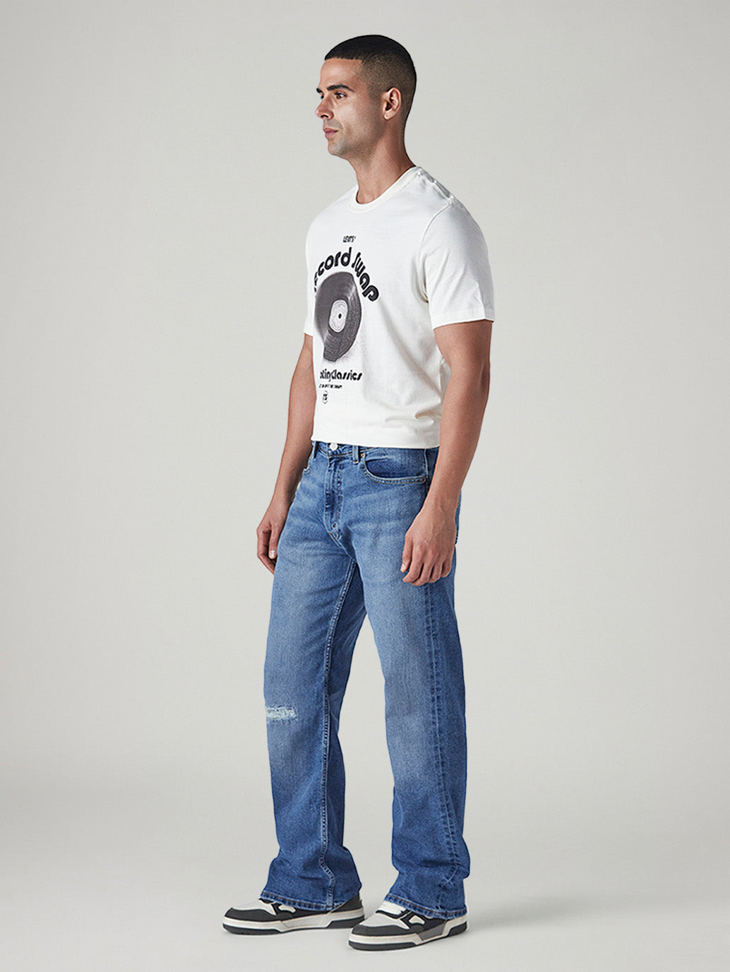 Men's 567 Blue Bootcut Fit Mid Rise Jeans - Side View
