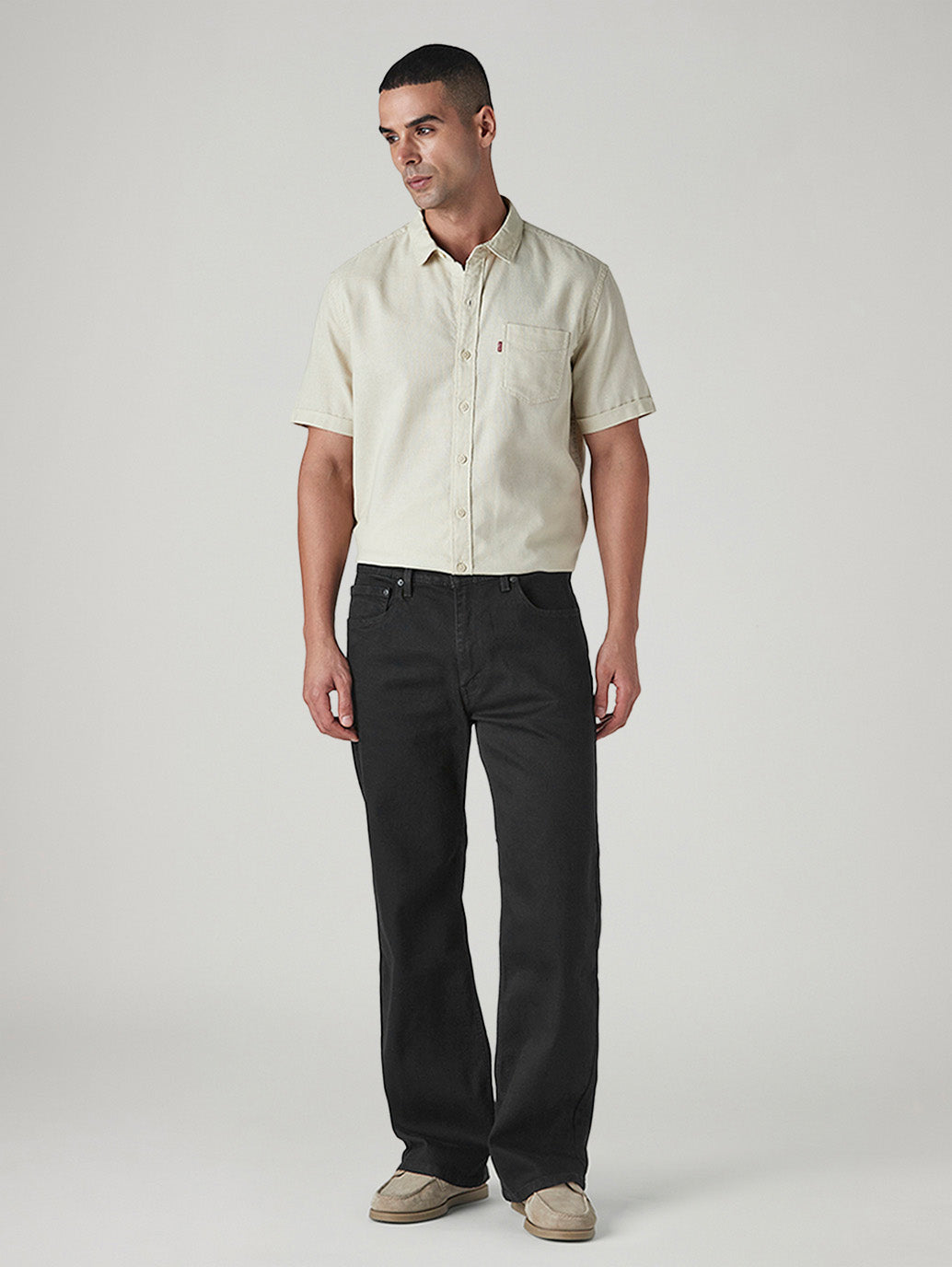 Men's 567 Black Bootcut Fit Mid Rise Jeans - Front View
