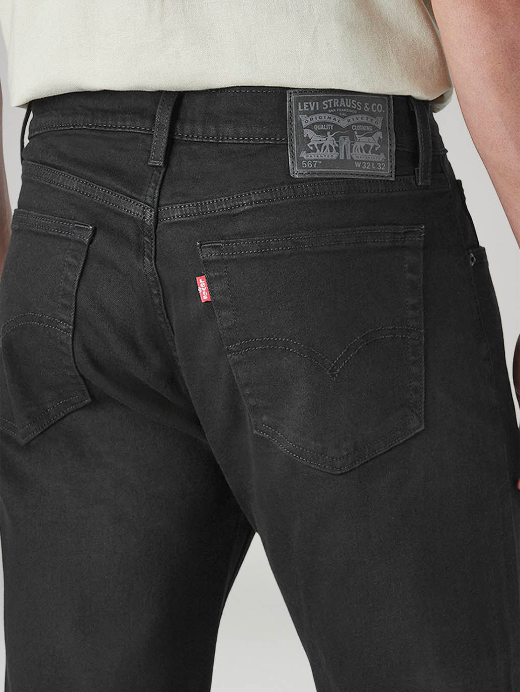 Men's 567 Black Bootcut Fit Mid Rise Jeans - Detail View