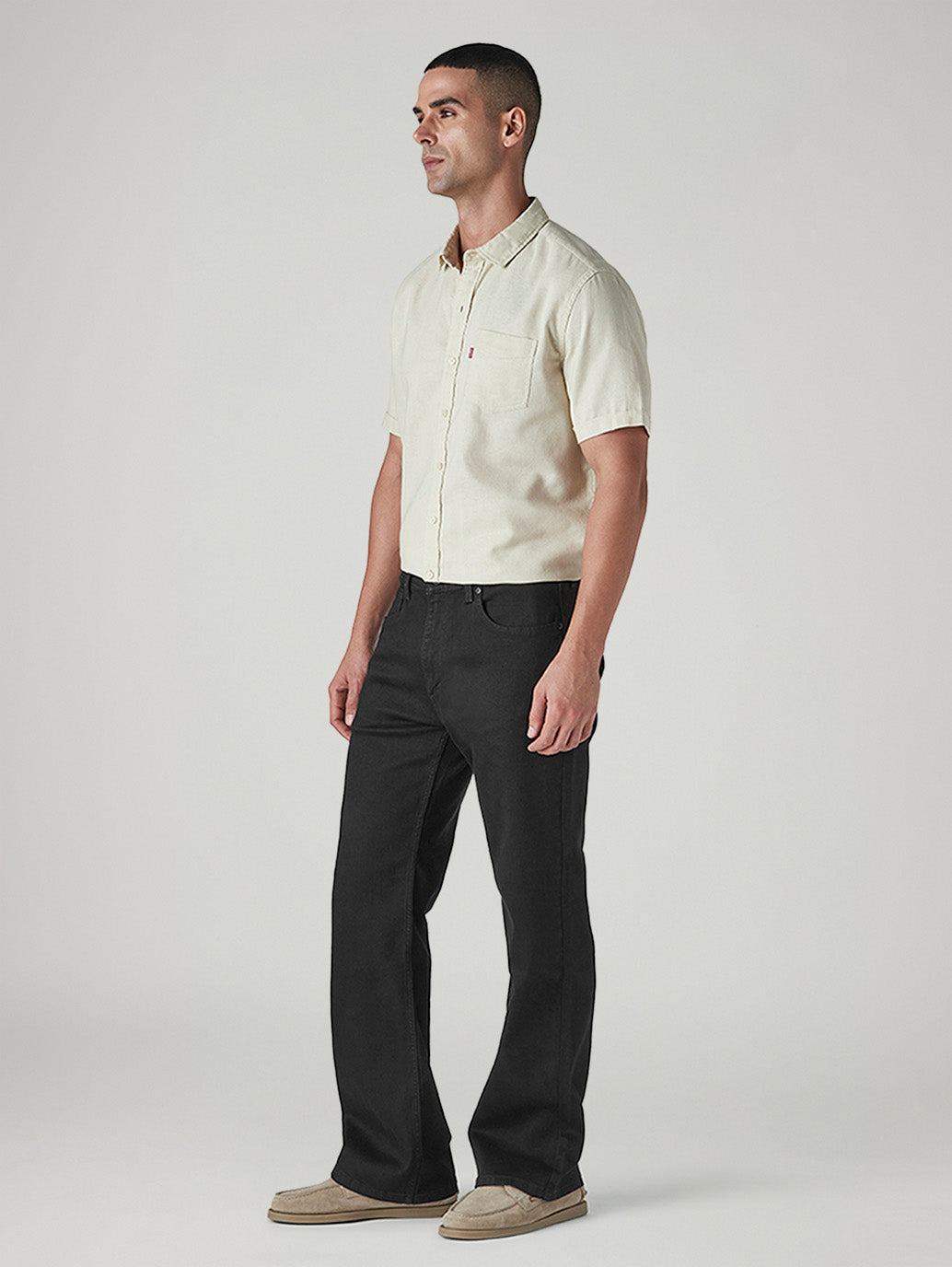 Men's 567 Black Bootcut Fit Mid Rise Jeans - Side View