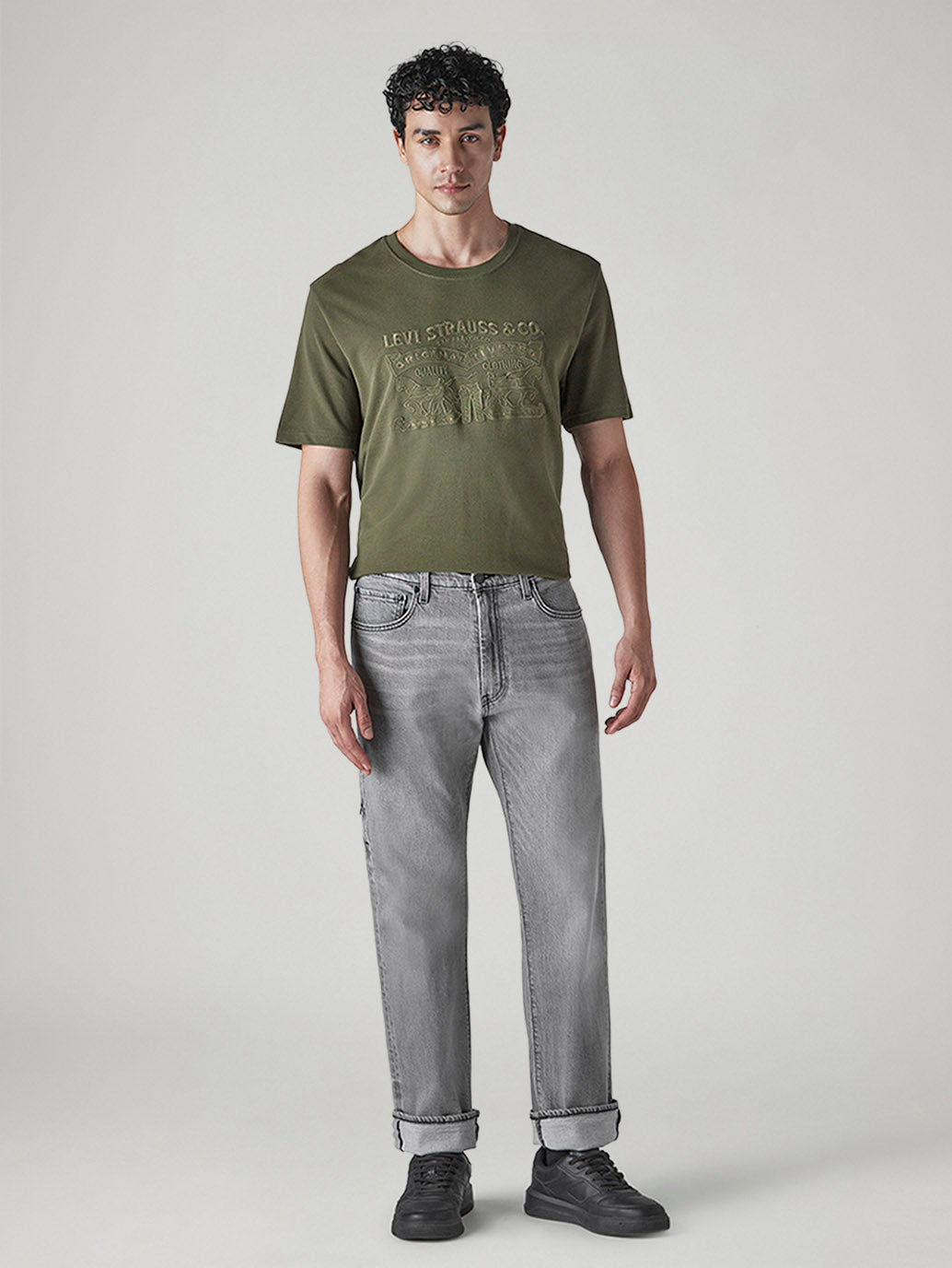 Men's 555 Grey Relaxed Straight Fit Mid Rise Commuter Jeans - 32e25afb-dd0e-4c99-b908-0fc58d88f954 View