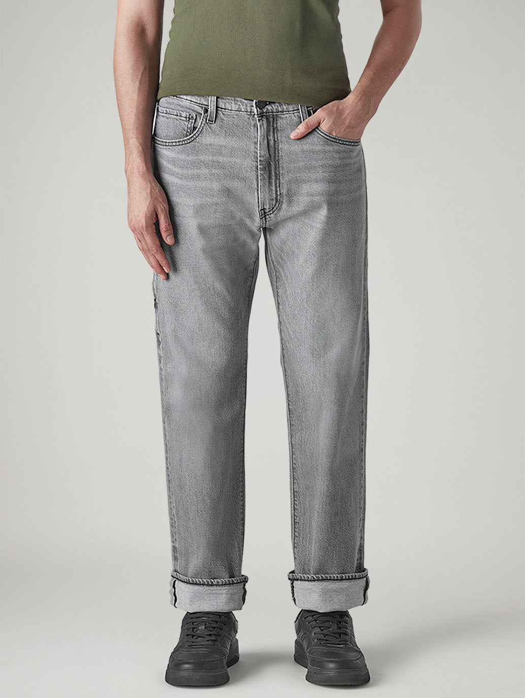 Men's 555 Grey Relaxed Straight Fit Mid Rise Jeans - 3c29f3b7-2a92-4417-9148-de574932d349 View