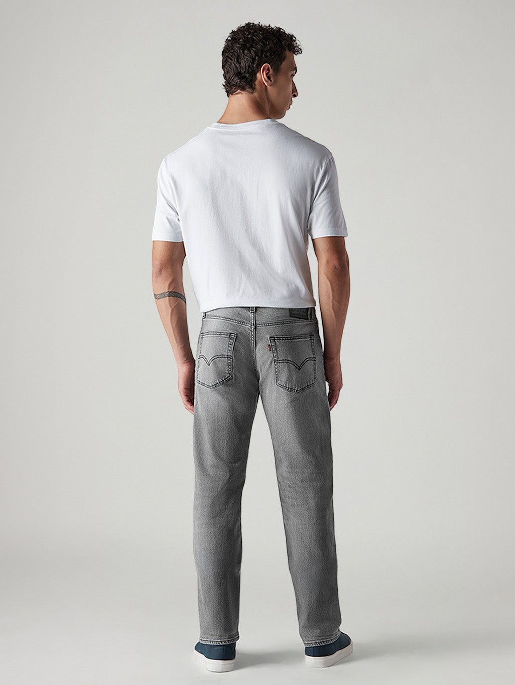 Men's 555 Grey Relaxed Straight Fit Mid Rise Jeans - Back View