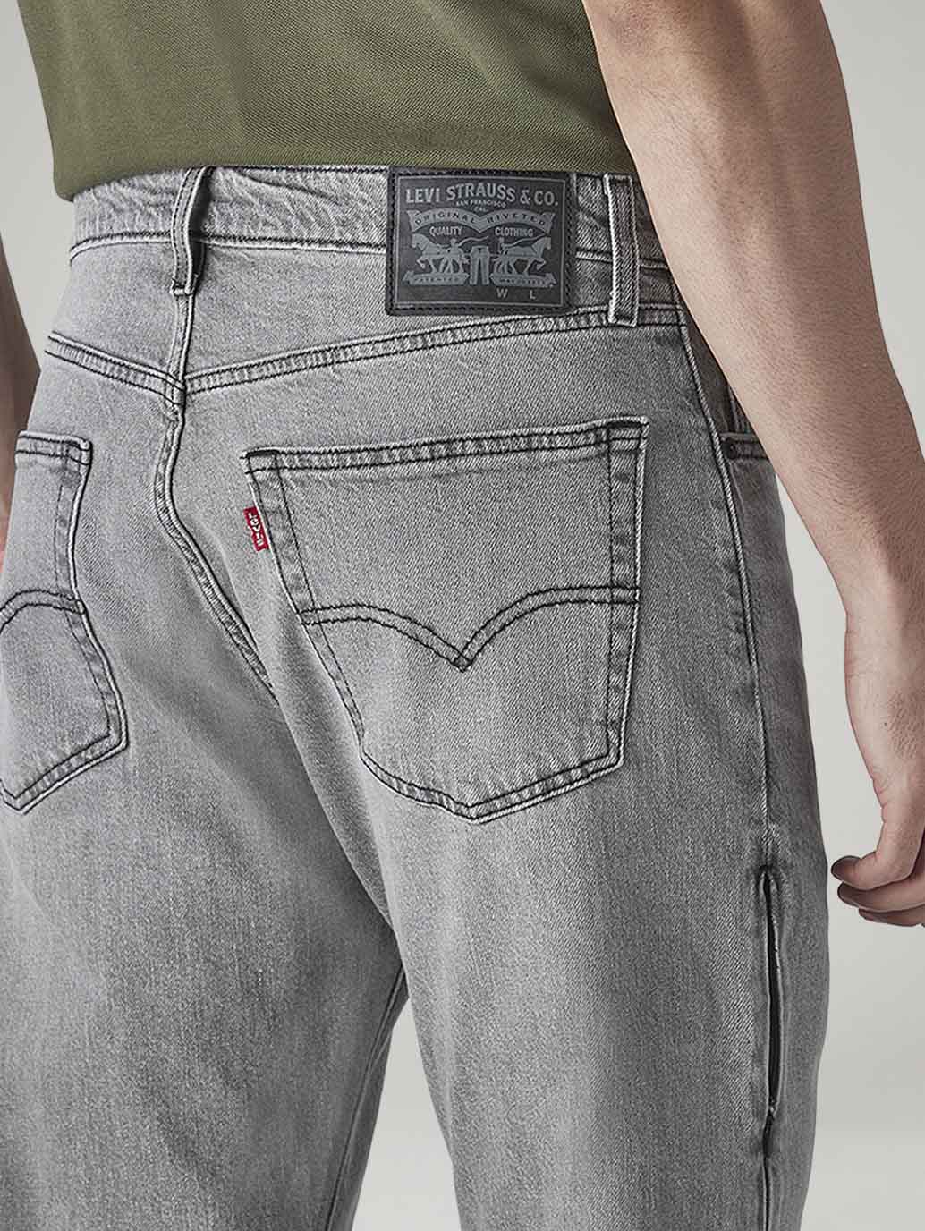 Men's 555 Grey Relaxed Straight Fit Mid Rise Commuter Jeans - Detail View