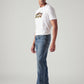 Men's 555 Blue Relaxed Straight Fit Mid Rise Commuter Jeans - Side View