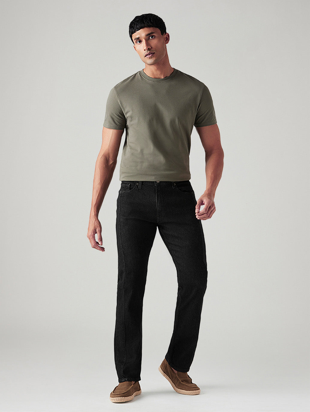 Men's 513 Black Slim Straight Fit Mid Rise Jeans - Front View