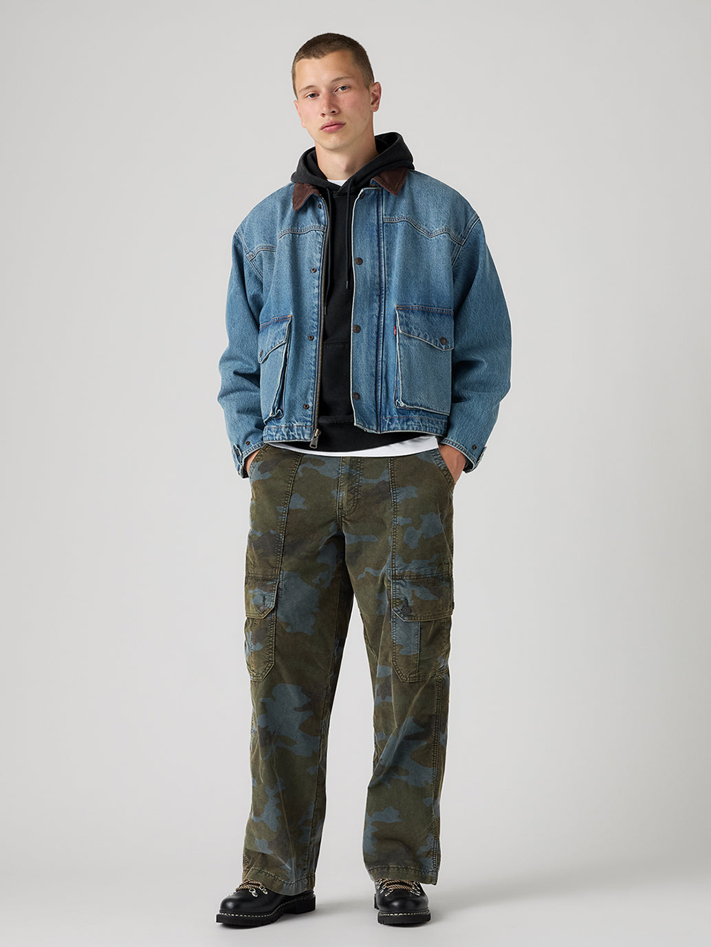 Men's Olive Extra Baggy Fit Mid Rise Cargos