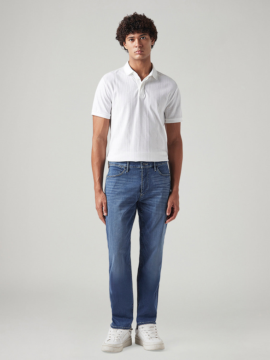 Men's 541 Blue Athletic Tapered Fit Mid Rise Redloop Jeans - Front View